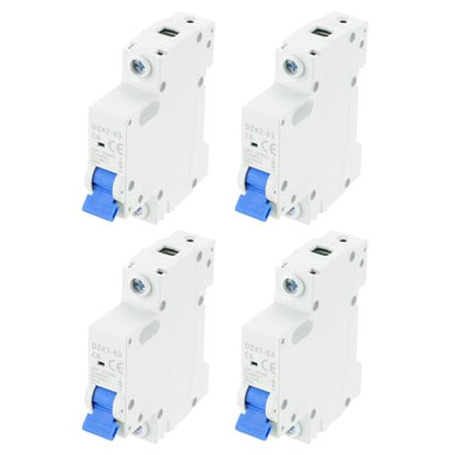 MECCANIXITY 4Pcs Miniature Circuit Breaker 1P 6A AC 110V DZ47-63 DIN Rail Mount Disconnect Switch Circuit Breaker Protection Thermal Magnetic Trip for Short Circuit Protection, Overload Blue - style: 6A