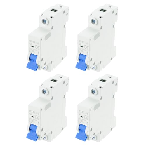 MECCANIXITY 4Pcs Miniature Circuit Breaker 1P 6A AC 110V DZ47-63 DIN Rail Mount Disconnect Switch Circuit Breaker Protection Thermal Magnetic Trip for Short Circuit Protection, Overload Blue - style: 6A