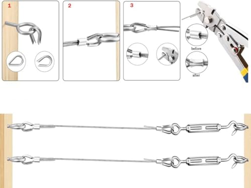 TooTaci Turnbuckle Wire Tensioner Kit, 100ft 1/16 Vinyl Coated Wire Rope - color: 30M+M5 Turnbuckle Wire Tensioner Kit