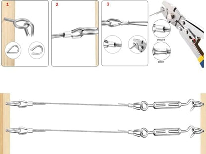 TooTaci Turnbuckle Wire Tensioner Kit, 100ft 1/16 Vinyl Coated Wire Rope - color: 30M+M5 Turnbuckle Wire Tensioner Kit
