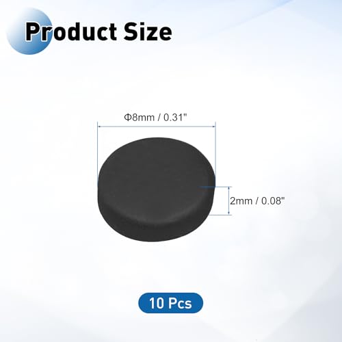 PATIKIL Rubber Solid Discs Washers 8mm OD x 2mm Thick 10 PCS - size: 8mm x 2mm