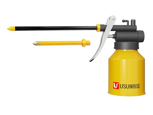 Metal Pumper Oiler Can,Oil Can Pump Oiler with 2 Spout for All Lubrication Need of Car, Bikes and Machines -8 oz.Yellow Capacity - color: Yellow