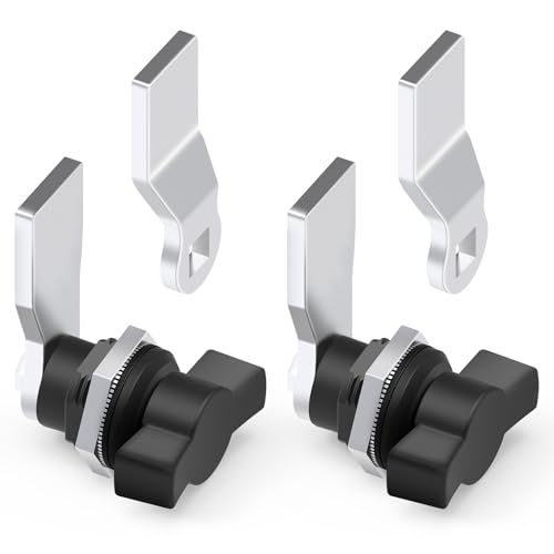 Thumb Operated Offset Cam Lock 2PCS, Black Plastic Coated Handle, for Industrial Cabinet Door Drawer Toolbox Switch Cabinet lockers (5/7" 2 Pack) - color: 2-Pack Black