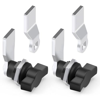 Thumb Operated Offset Cam Lock 2PCS, Black Plastic Coated Handle, for Industrial Cabinet Door Drawer Toolbox Switch Cabinet lockers (5/7" 2 Pack) - color: 2-Pack Black