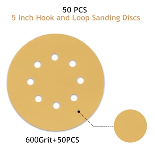50 PCS 600 Grit 5 Inch 8 Hole Sanding Discs - style: 600 Grit,50-Pack