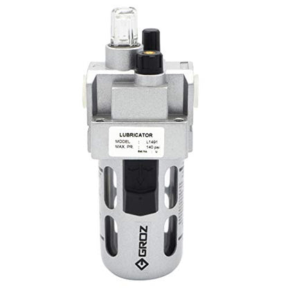 Groz 60256 Lubricator with Polycarbonate Bowl & Guard. Intermediate - 1/4" NPT