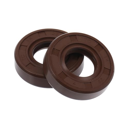 Universal Oil Seal TC Double Lip W Steel Spring Seal Ring Rotary Shaft Seal 14x28x7mm High Pressure FKM Rubber Brown 2 Pcs - size: 14x28x7mm