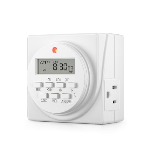 BN-LINK Indoor 7-Day Programmable Digital Timer Outlet, 2 Outlets, 1 Pack - style: 3-Prong,1-Pack