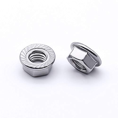 1/2"-13 Serrated Flange Hex Lock Nuts Hexagon Nuts, 304 Stainless Steel 18-8, Full Thread, Coarse Thread UNC, Pack of 10 - size: 1/2"-13
