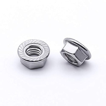 1/2"-13 Serrated Flange Hex Lock Nuts Hexagon Nuts, 304 Stainless Steel 18-8, Full Thread, Coarse Thread UNC, Pack of 10 - size: 1/2"-13