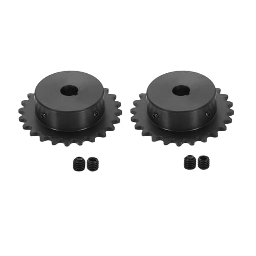 uxcell 2 Pcs #35 Chain Roller Sprocket 1/2" Bore, 24 Tooth C45 Carbon Steel ANSI #35 Roller Sprocket Round Hole with Set Screws for ISO 06C Chain - size: 1/2" Bore 24 Tooth (#35 Chain)
