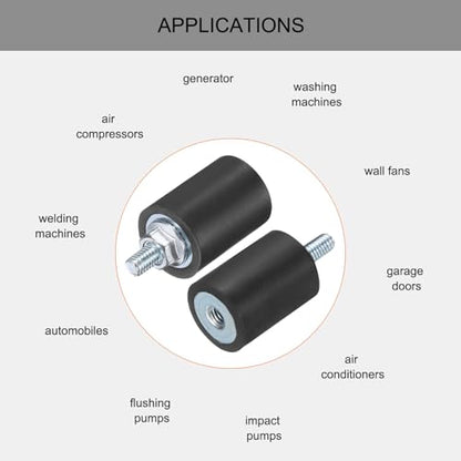 uxcell 6pcs M4x10mm Rubber Isolator Mounts with Studs 15x20mm - size: VD-D15*H20, M4*10