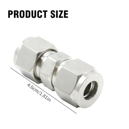 EATAKWARD 2 Pcs Stainless Steel Compression Tube Fittings, 3/8 Inch OD x 3/8 Inch OD Straight Union Connector with Double Ferrules for Connecting Tubes - size: 3/8 Inch OD x 3/8 Inch OD