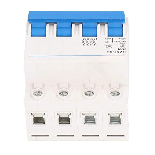 4P Miniature Circuit Breaker, Nylon PA66 Shell Circuit Protection Switch Modular Design Flame Retardant DIN Rail Mount for Lighting System Pushbutton Switches