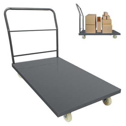 Heavy Duty Platform Truck Moving Flatbed Cart, Steel Flatbed Cart for Luggage Moving, Shopping, 48"x30"Push Dolly, 2000 LBS Dolly Cart Flatform with Wheels and Handle (48"x30") - size: 48"x30"