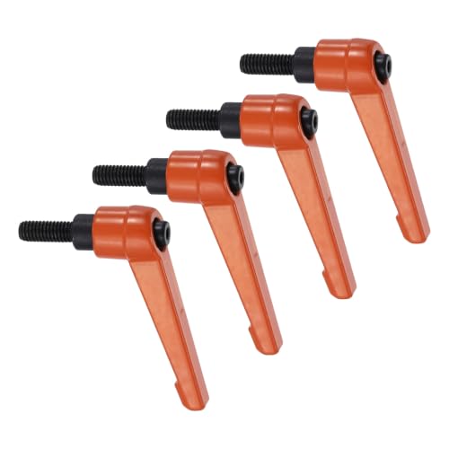 uxcell Clamping Lever Handles for Lathe, M6x16mm Male Thread Orange 4Pcs - size: M6x16mm