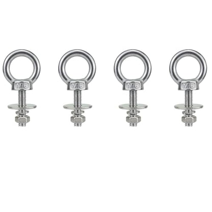 M6 Stainless Steel Lifting Eye Bolt with Nuts 4 Pack (M8 M10 x 1 2 4 inch Available), Metric M6 x 25mm (1/4" x 1 in) Ring Shoulder Eye Bolt for Swing, Threaded Eyebolt kit for Tie Down Outdoor - size: M6x25mm (1/4"x1")