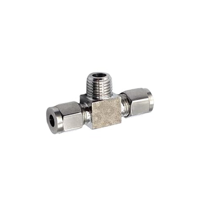 1 Pcs Stainless Steel 6mm Tube OD x 1/4 Inch NPT Male Thread Compression Tube Tee Fittings for Fuel, Oil, Gas, Water and Other Pipeline Systems