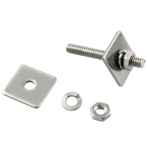 TAODAN 4Sets Square Gasket Bolt Sleeve 304 Stainless Steel Fully Threaded Rod 1/4x2 Inch with Nuts for Structural Anchoring and Fastening Screws