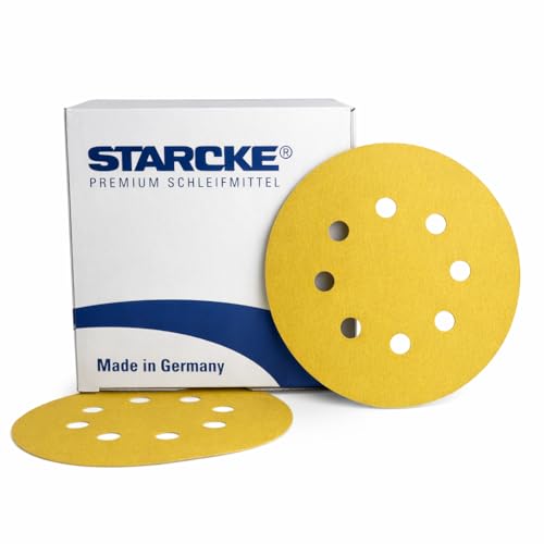 STARCKE 5 Inch 8-Hole Hook and Loop Sanding Discs 180 Grit 100 Pack