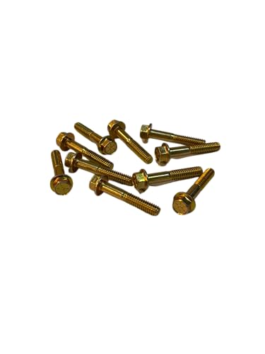 (100 Pieces) 1/4-20x1 1/2" Grade 8 Hex Flange Bolts Screws UNC Coarse Partial Threads Zinc Yellow Trivalent