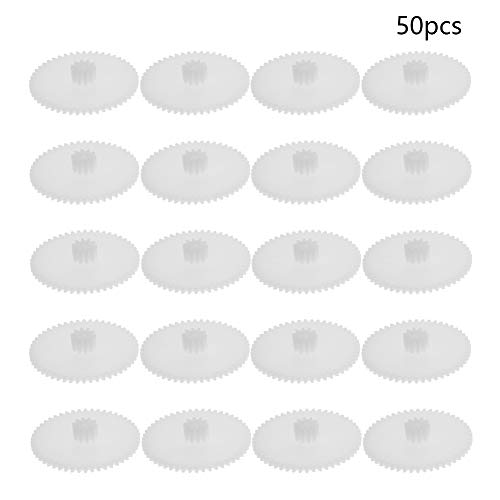 Othmro 50Pcs Plastic Gears 50102A Model Plastic Gear 50Teeth 1.02in OD 0.07in Hole Dia 0.22in Thickness Tiny Gears Reduction Gear Plastic Worm Gears for RC Car Robot Motor White - color: 102A 50Teeth, size: Plastic Gears