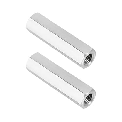 PATIKIL M8x1 Pitch 304 Stainless Steel Hex Coupling Nuts, 2 Pcs 45mm / 1.77" Length Fully Threaded Rod Coupling Nut Studding Connector Fasteners, Silver Tone - size: M8-1 x 45mm