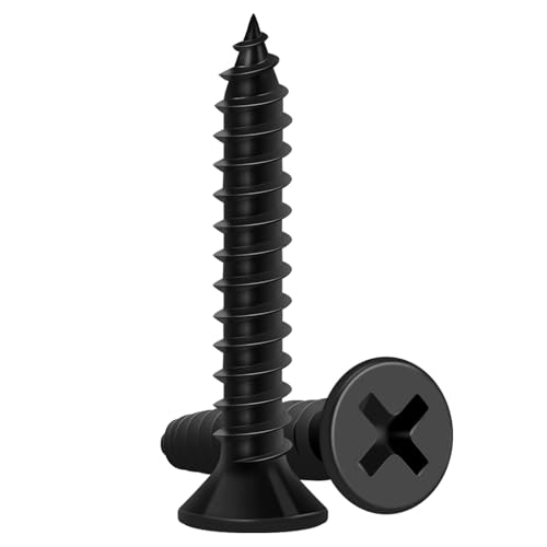 Wood Screws 1 Inch, 130PCS, FIXLINK #8 x 1“ Flat Head Black Screws - size: #8 x 1"