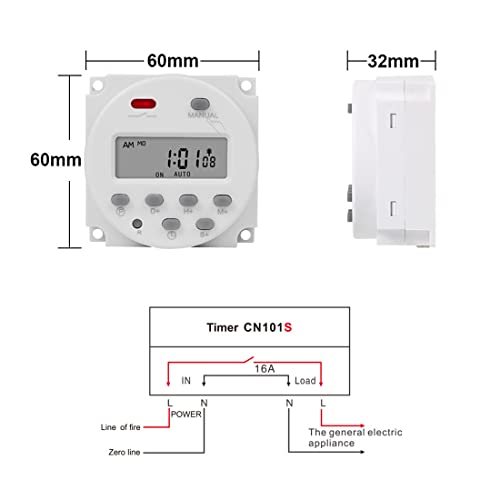 CN101S 1 Second Interval 12V Digital LCD Timer Switch 7 Days Weekly Practical Programmable Time Relay Programmer