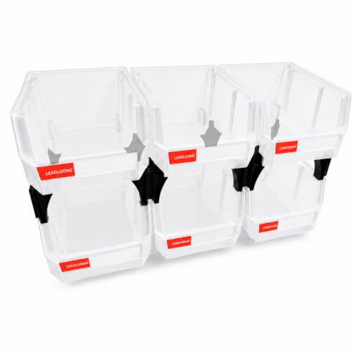 6 Pack Stackable Plastic Parts Bins, 5x4x3 in, Clear - color: Clear-6 Pack, size: 5"x4"x3"