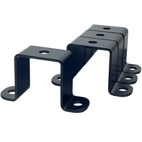 4 PCS 1.5x1.5" Square Tube Strap Clamps, 1.5 inch pipe strap, metal u clamp bracket for mounting,Powder Coated Black - size: 1.5x1.5"