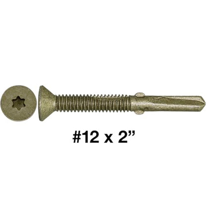 12x2#10 x 1-5/8" Reamer Tek Torx/Star Head Self-Drilling Wood to Metal Screws - for Flatbeds, Trailers - T-30 Torx Screw Head 1 Pound - 68 Screws - size: 2"