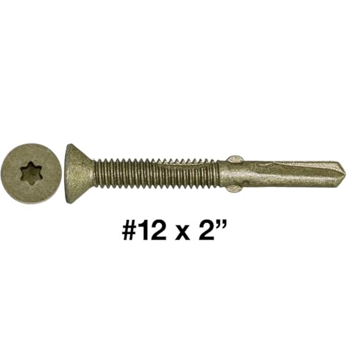 12x2#10 x 1-5/8" Reamer Tek Torx/Star Head Self-Drilling Wood to Metal Screws - for Flatbeds, Trailers - T-30 Torx Screw Head 1 Pound - 68 Screws - size: 2"