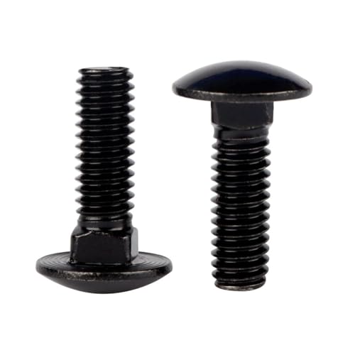 1/2-13 x 1-1/4" Carriage Bolts Screws Black Finish, Round Head Square Neck, 304 Stainless Steel 18-8, UNC Full Machine Coarse Thread, 5Pcs - size: 1/2-13 x 1-1/4" (5 Pcs)