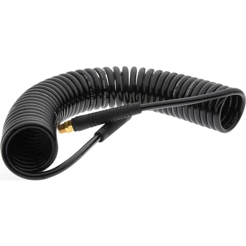PRO SOURCE Coiled Self-Storing Polyurethane Air Hose: 25 feet, 1/4" ID, 1/4" MNPT, 120 Max psi