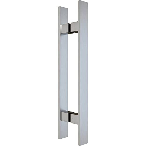 BARNSMITH 36" Barn Door Push Pull Handle,Heavy Duty Grade-304 Stainless Steel Square Commercial Door Handle,Entrance Entry Front Door Handle, Office Handle Pull Set for Wood Glass Door - color: Stainless, size: 36 Inch