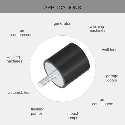 uxcell M8 Thread Rubber Mounts, Vibration Isolators, Cylindrical Shock Absorber with Studs 40 x 40mm 8pcs - size: M8x40x40mm
