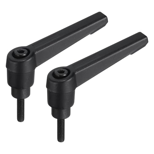 uxcell 2pcs Adjustable Clamping Lever Handle M4 x 16mm Metric Black Oxide Carbon Steel Male Threaded Stud Hand Knobs Rotating Screw Handles Bolts with Locking Lever Black - size: M4 x 16mm
