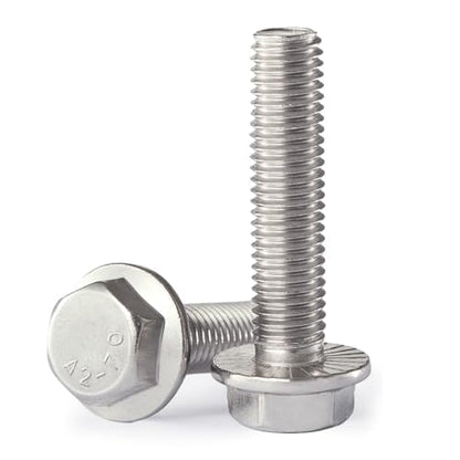 M10 x 75mm 4Pcs Flanged Hex Head Bolts, M10 x 1.5 Bolts, Flange Hexagon Head Screws, 304 Stainless Steel, Bright Finish, Metric Fully Thread - size: M10 x 75mm(4PCS)
