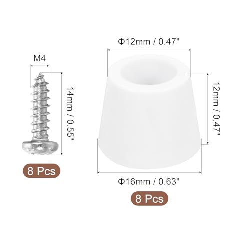 uxcell 8Pcs Rubber Bumper Feet, 0.47" H x0.63 W Round Pads with Stainless Steel Washer and Screws for Furniture, Appliances, Electronics - size: 0.47" H x0.63" W