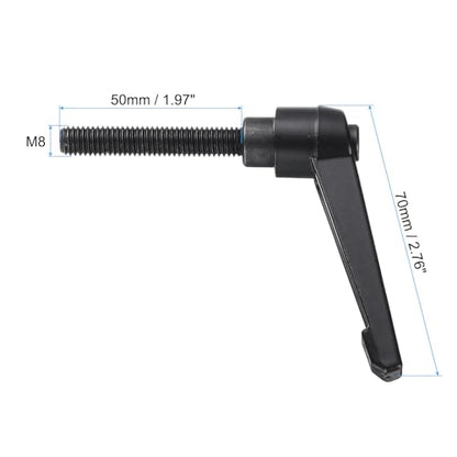 uxcell 5pcs Adjustable Clamping Lever Handle M8 x 50mm Metric Black Oxide Carbon Steel Male Threaded Stud Hand Knobs Ratchet Rotating Screw Handles Bolts with Locking Lever Black - size: M8 x 50mm