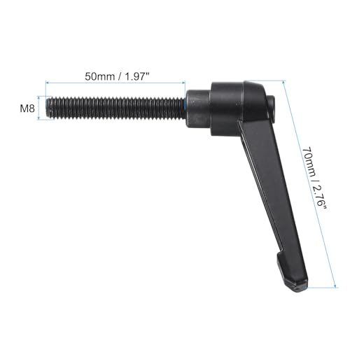 uxcell 5pcs Adjustable Clamping Lever Handle M8 x 50mm Metric Black Oxide Carbon Steel Male Threaded Stud Hand Knobs Ratchet Rotating Screw Handles Bolts with Locking Lever Black - size: M8 x 50mm