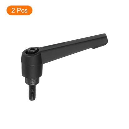 uxcell 2Pcs M5 x 12mm Adjustable Knobs Handle Male Thread Push Button Ratchet Quick Release Locking Rotating Bolt for Lathe Machinery, Black - size: M5 x 12mm