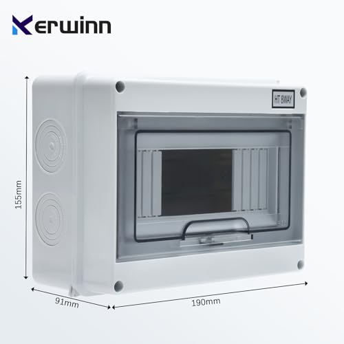8 Way Distribution Protection Box,ABS/PC Alloy Plastic Transparent Cover Circuit Breaker Box IP66 Waterproof Distribution Box with DIN Rail and Waterproof Connector - size: HT-8
