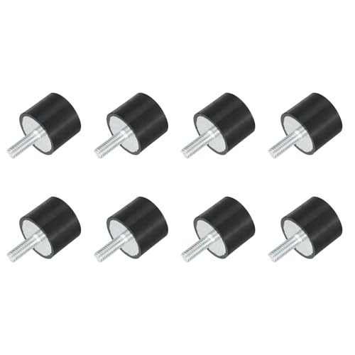 uxcell M6 Thread Rubber Mounts, Vibration Isolators, Cylindrical Shock Absorber with Studs 25 x 20mm 8pcs - size: M6x25x20mm