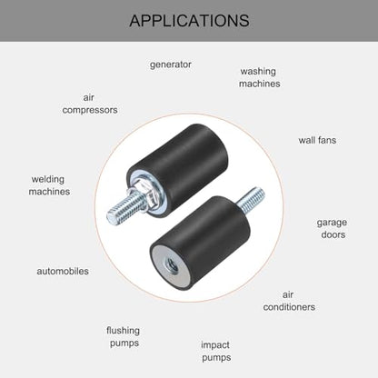 uxcell 6pcs M6x18mm Rubber Isolator Mounts with Studs 20x30mm - size: VD-D20*H30, M6*18