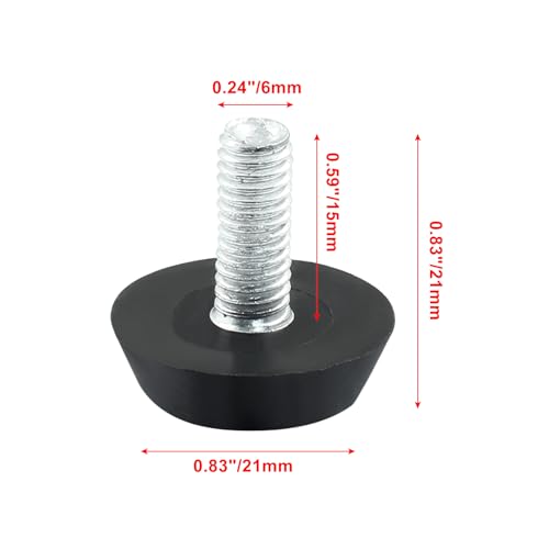 8 Pcs Furniture Levelers M6 x 15mm, Black Adjuster - size: M6 x 15mm