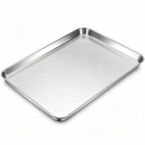 Stainless Steel Baking Sheet, Extra Large 20 x 14 Inch Heavy Duty Stainless Steel Cookie Sheet, Commercial Grade Nonstick Non-Toxic Baking Pan, Oven Tray for Roasting & Baking, Dishwasher Safe