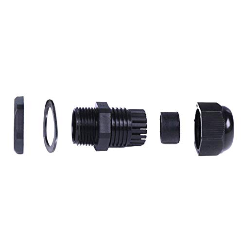 PG13.5 Waterproof Cable Gland Joints Adjustable Lock Nut Connector Black For 6-12mm Cable 6-Pack - size: PG13.5