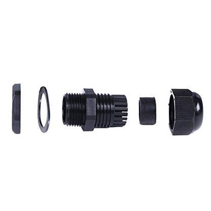 PG9 Waterproof Cable Gland Joints w Gasket For 4-8mm Cable Adjustable Lock Nut Connector Black 6-Pack - size: PG9